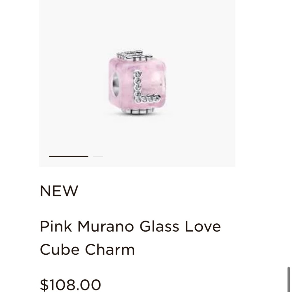 Pandora Pink Glass Charm with Silver Accents